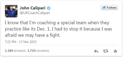 John Calipari tweets about the effort of the entire Kentucky team.